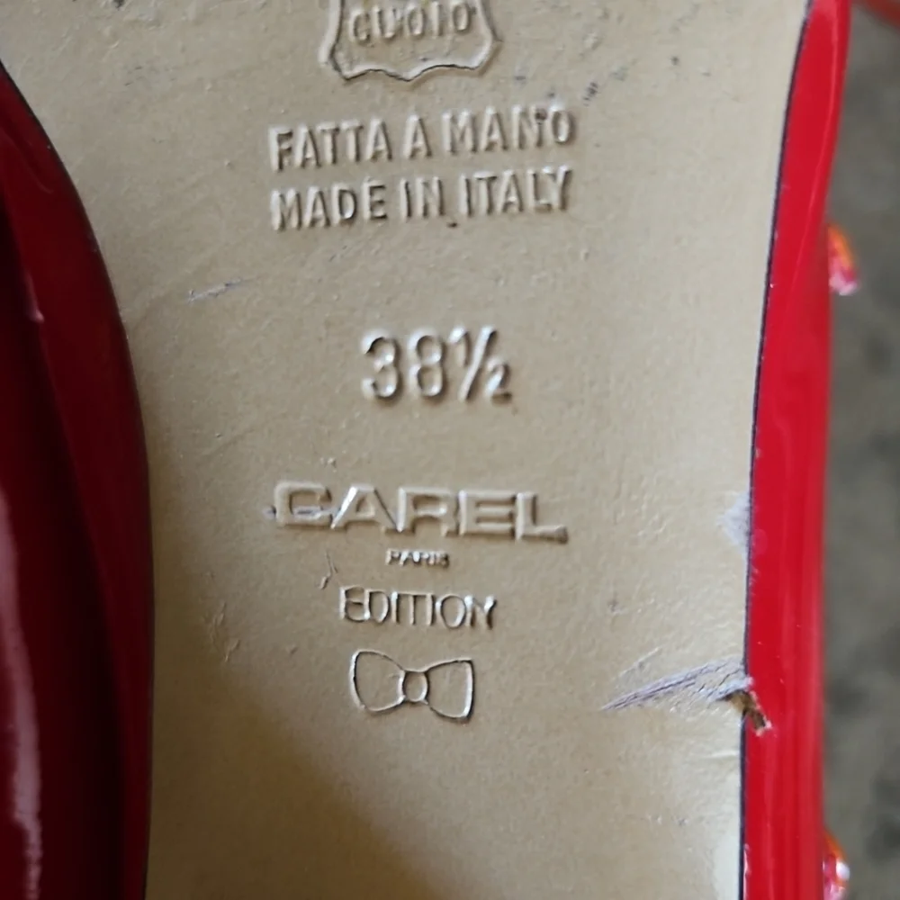 CAREL Womens Red Kina Patent Mary Jane Ballerina Pumps 38.5 - Picture 11 of 16